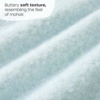 Faux Mohair Fringed Throw Duck Egg