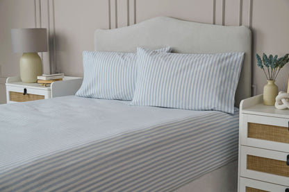 Striped Amelie Design Reversible Duvet Cover Set Blue & White