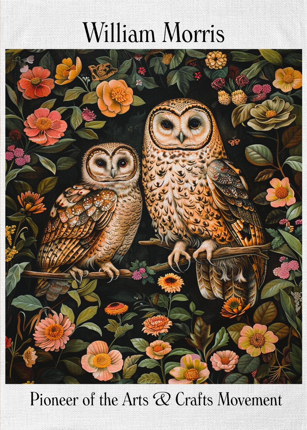 William Morris Artwork Owl Design Kitchen Tea Towel