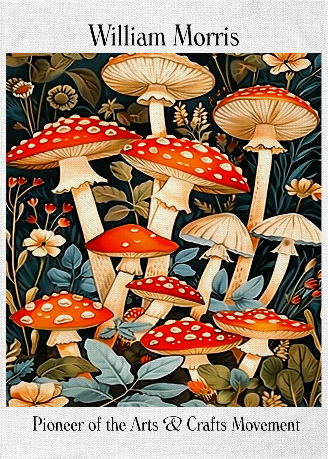 William Morris Artwork Toadstool Design Kitchen Tea Towel