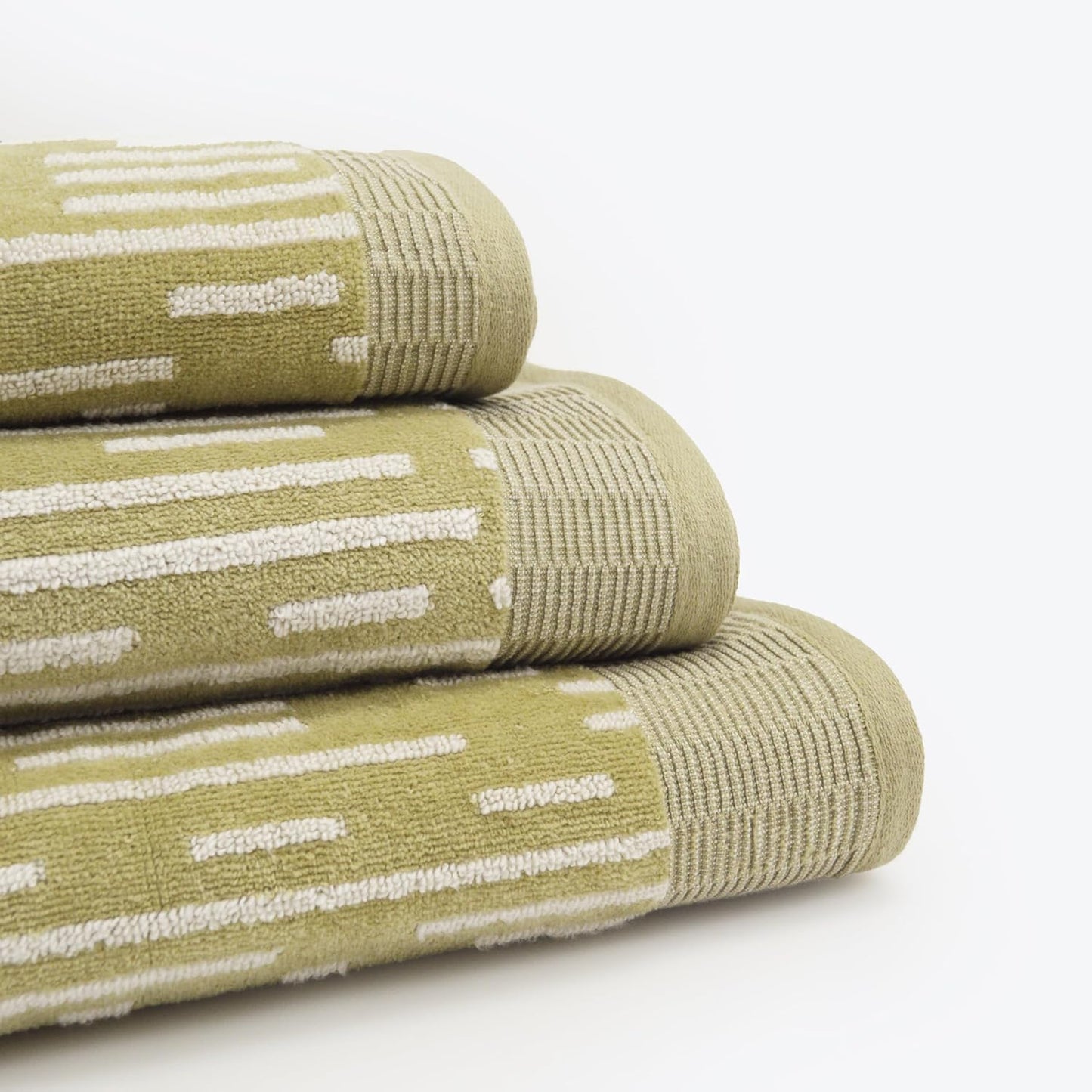 Bar Code Design Cotton Towels in Sage Green