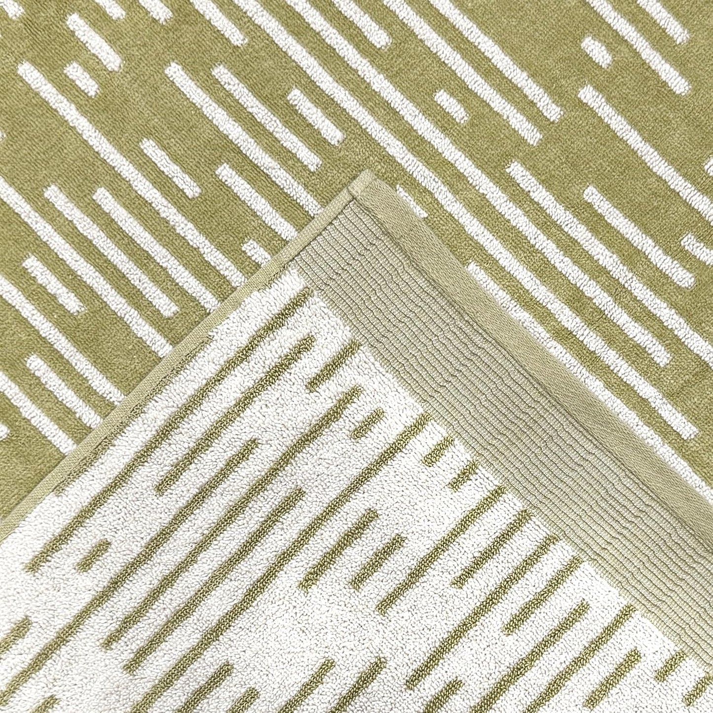 Bar Code Design Cotton Towels in Sage Green