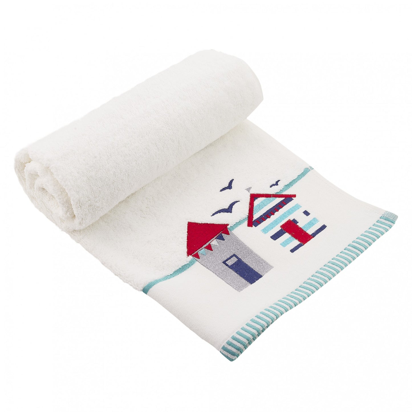 Beach Hut Design Towel Range in White