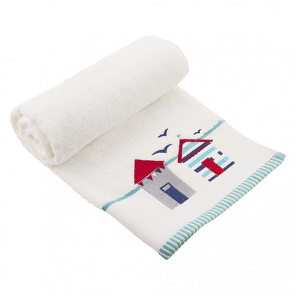 Beach Hut Design Towel Range in White