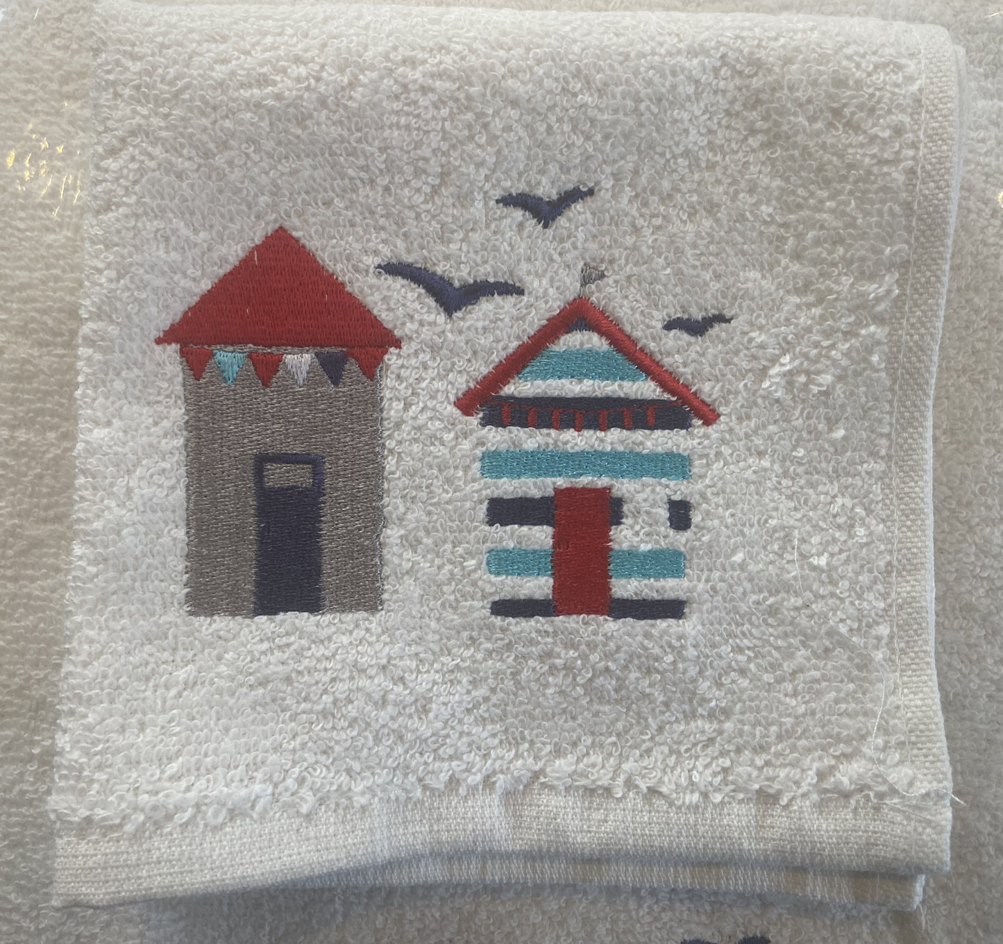 Beach Hut Design Towel Range in White