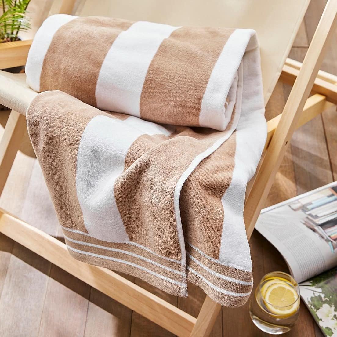 Jumbo Beach Towel Taupe Stripe