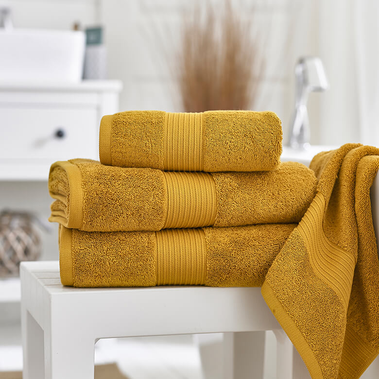 650gsm Combed Pima Bliss Anti Bacterial Towel in Saffron Yellow