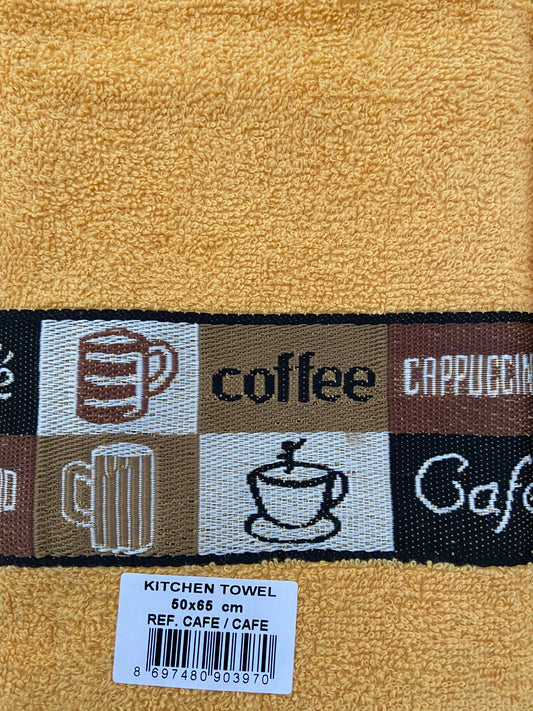 Cafe Cafe Tea Kitchen Towel Ochre