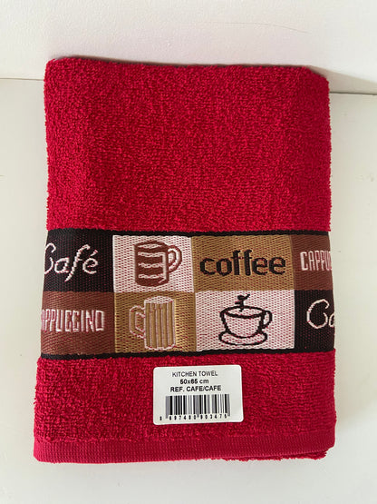 Cafe Cafe Tea Kitchen Towel Red
