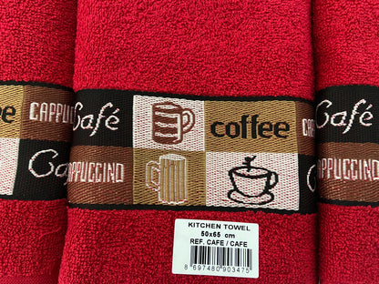 Cafe Cafe Tea Kitchen Towel Red