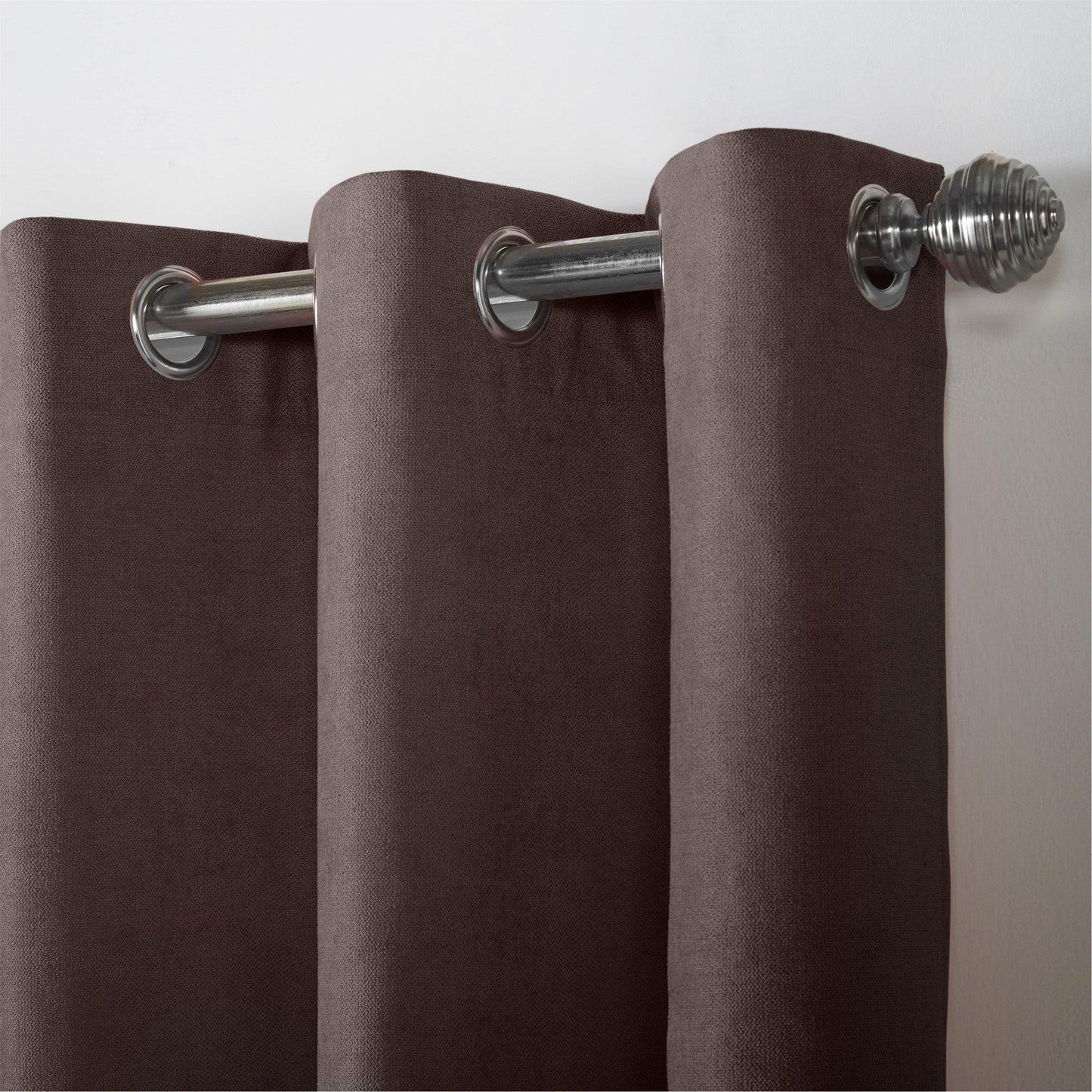 Chenille Velvet Room Darkening Curtains Eyelet in Chocolate Brown