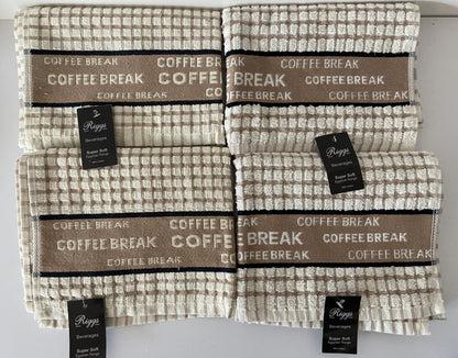 Coffee Break Check Tea Kitchen Towel Taupe & Cream