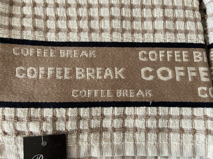 Coffee Break Check Tea Kitchen Towel Taupe & Cream