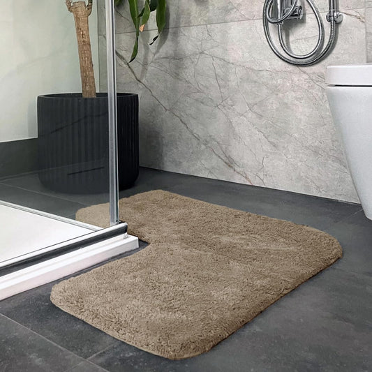 100% Cotton Corner Shower Mat in Mocha