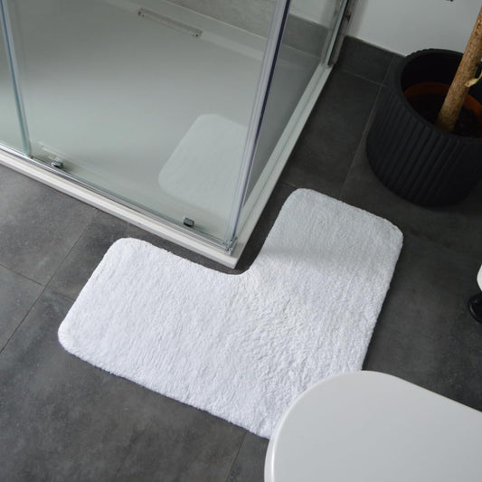 100% Cotton Corner Shower Mat in White