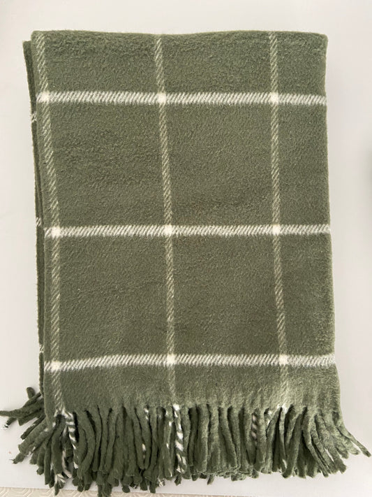 Supersoft Cotton Throw in Green Check Design