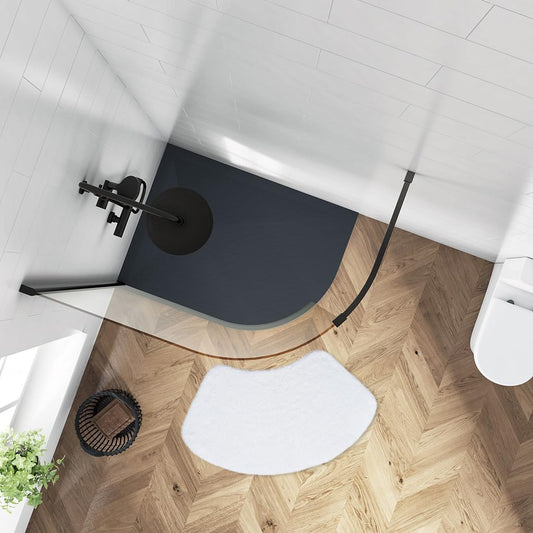100% Cotton Curved Shower Mat in White