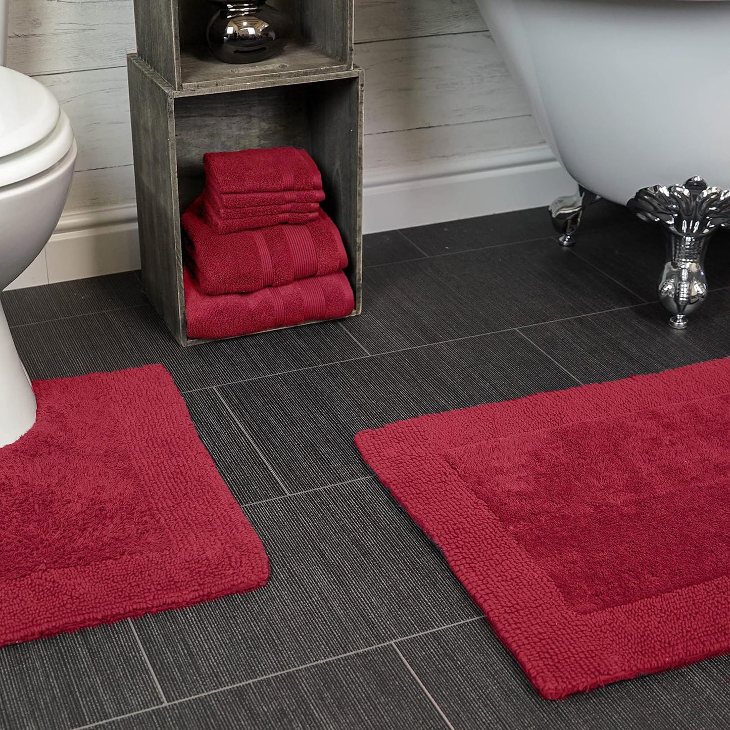 Heavyweight Reversible Bath Mats Cranberry