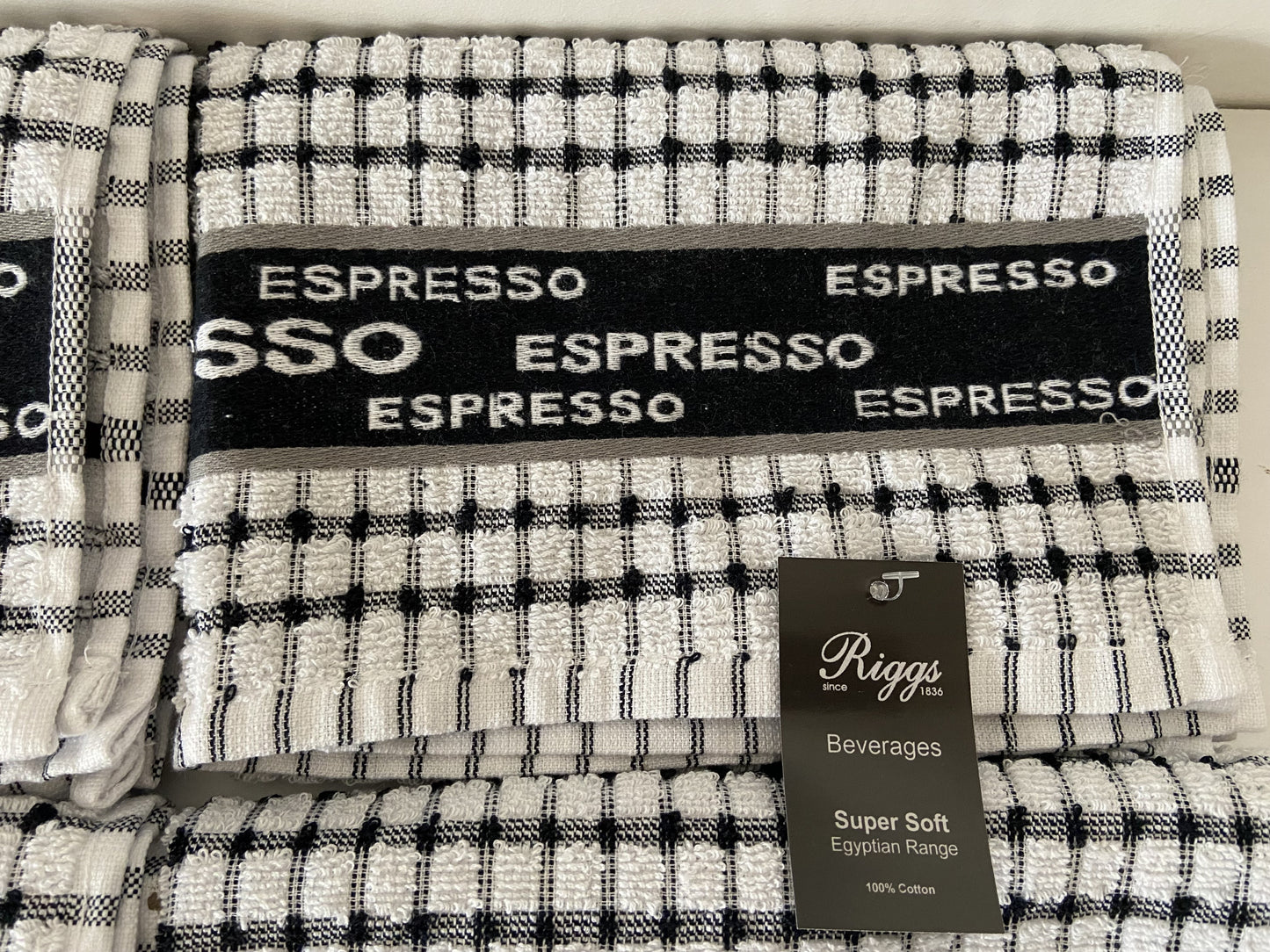 Espresso Check Tea Kitchen Towel Black & White