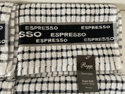 Espresso Check Tea Kitchen Towel Black & White