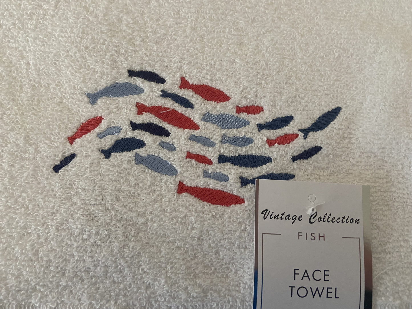 Fish Swarm Design Towel Range in White
