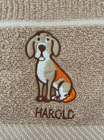 'Harold' Dog Tea Kitchen Towel Latte