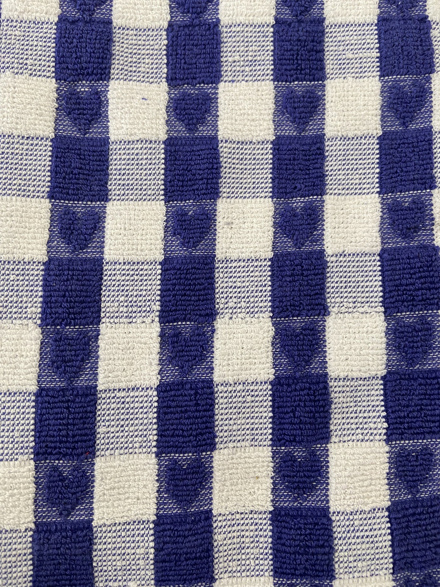 Checked Heart Tea Kitchen Towel Blue & White