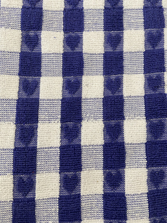 Checked Heart Tea Kitchen Towel Blue & White