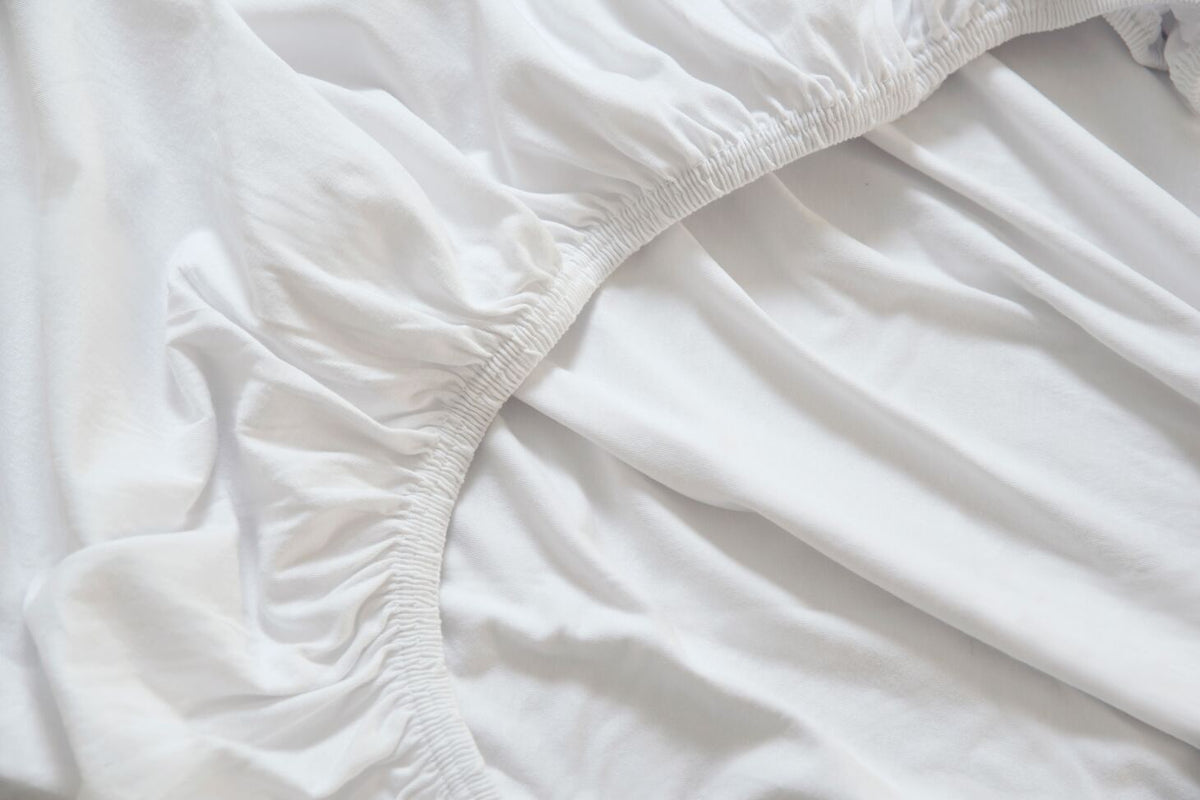 100% Combed Cotton Memory Foam Fitted Sheet in White
