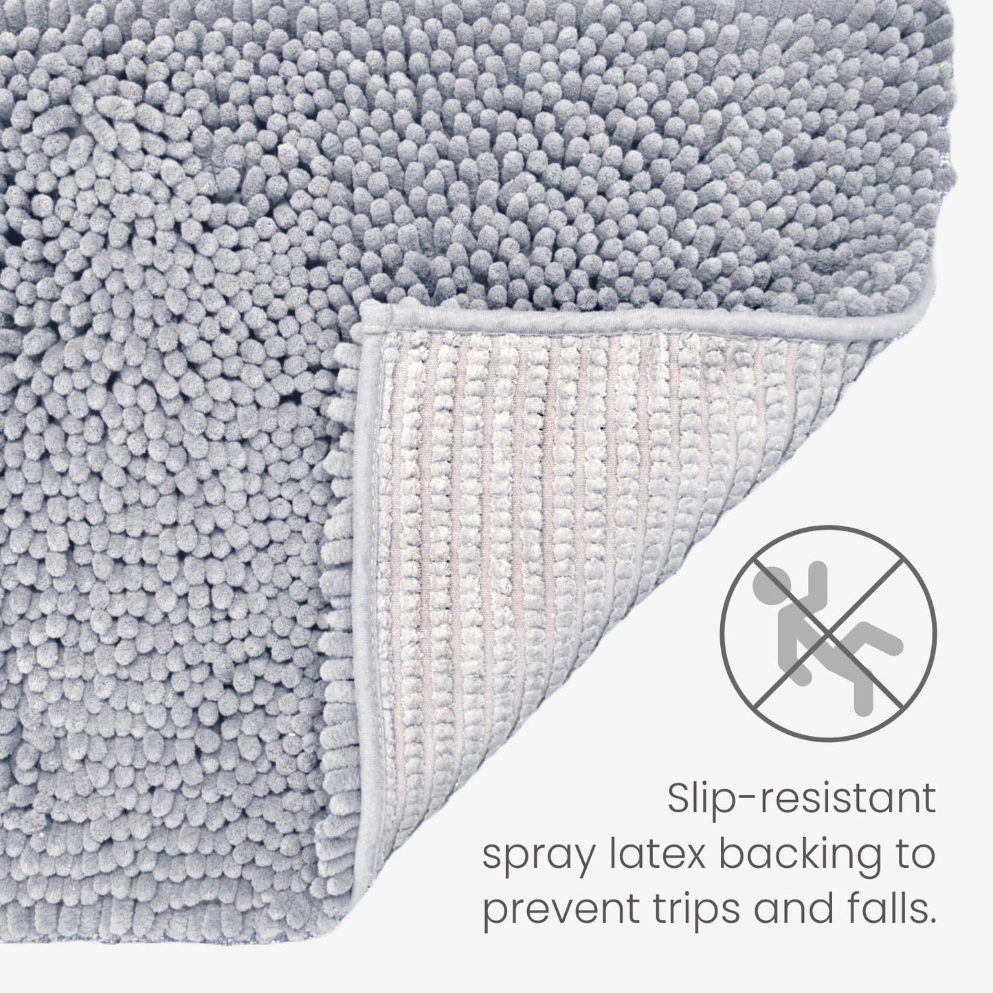 Jumbo Noodle Deep Pile Bobble Bath Mat in Dove Grey