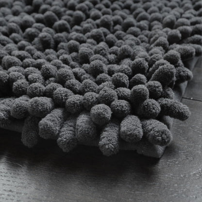 Jumbo Noodle Deep Pile Bobble Bath Mat in Charcoal Grey