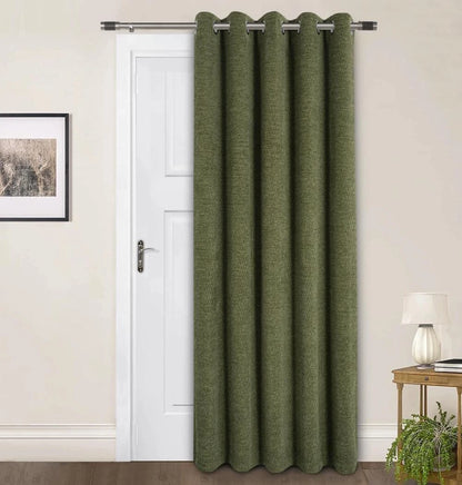 Langley Chenille Thermal Interlined Eyelet Curtains Olive Green