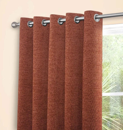 Langley Chenille Thermal Interlined Eyelet Curtains Nutmeg