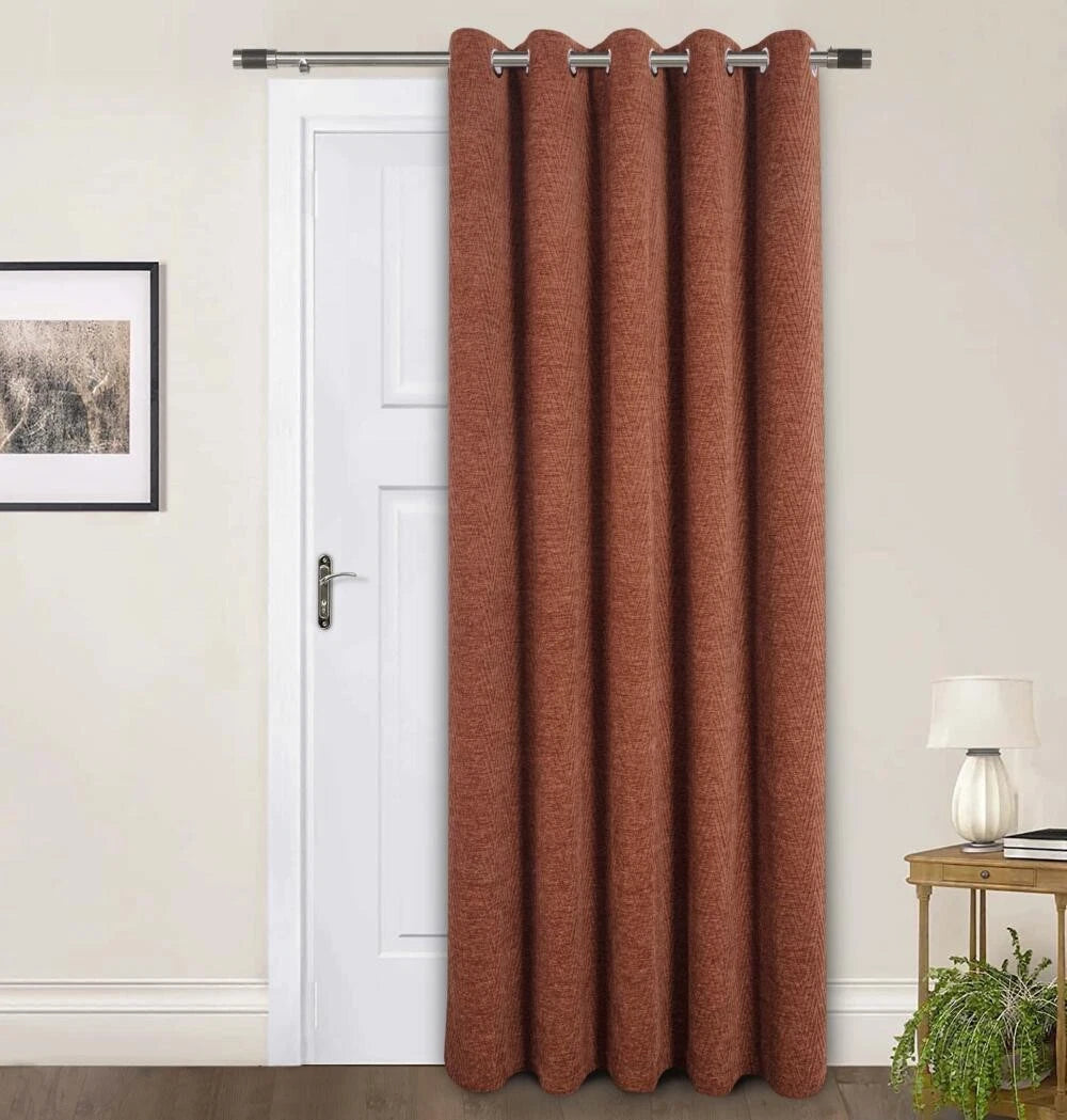 Langley Chenille Thermal Interlined Eyelet Curtains Nutmeg