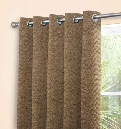 Langley Chenille Thermal Interlined Eyelet Curtains Oatmeal