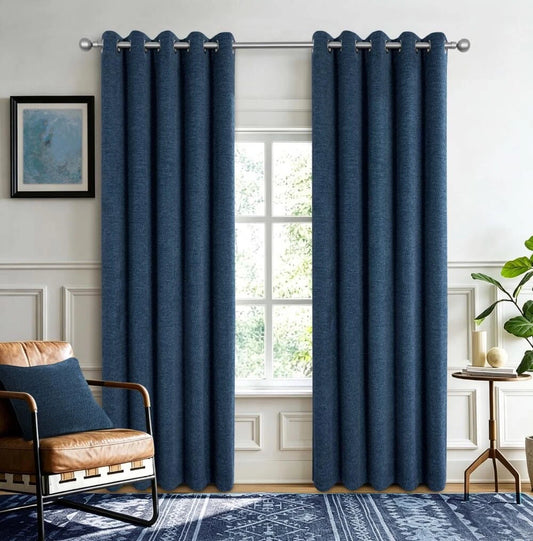 Langley Chenille Thermal Interlined Eyelet Curtains Kingfisher