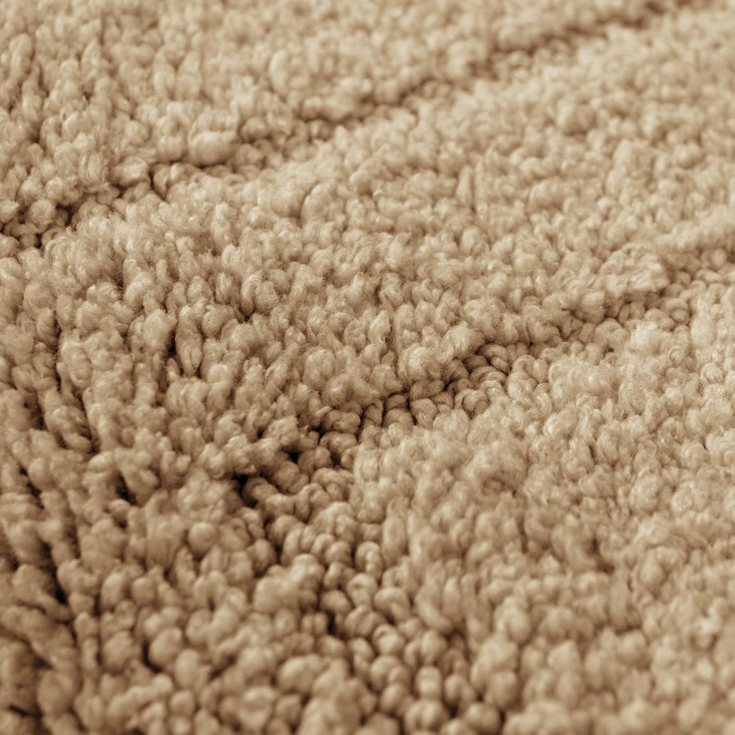2 Piece Microfibre Border Design Bath & Pedestal Mat Set in Beige