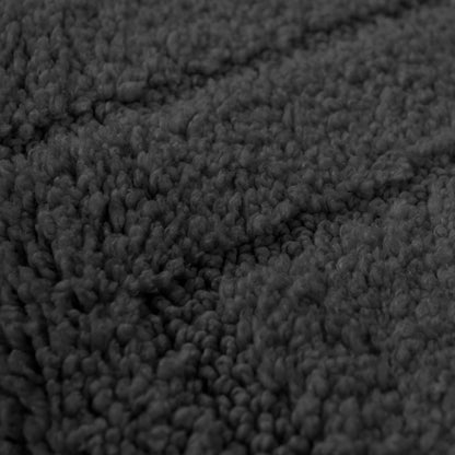 2 Piece Microfibre Border Design Bath & Pedestal Mat Set in Charcoal Grey