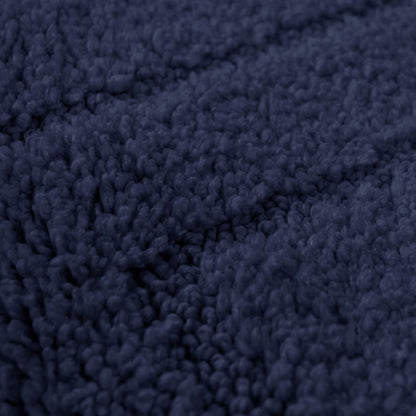 2 Piece Microfibre Border Design Bath & Pedestal Mat Set in Navy Blue