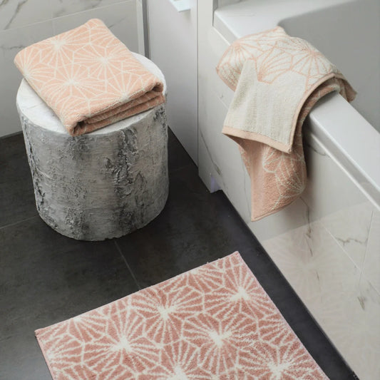 Geometric Madrid Design Bath Towels in Blush