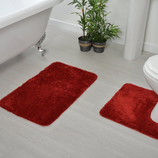 Microfibre Bath & Pedestal Mats Burgundy