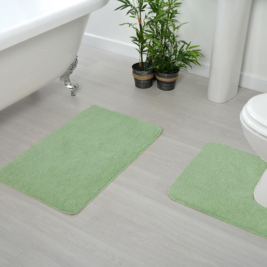 Microfibre Bath & Pedestal Mats Green