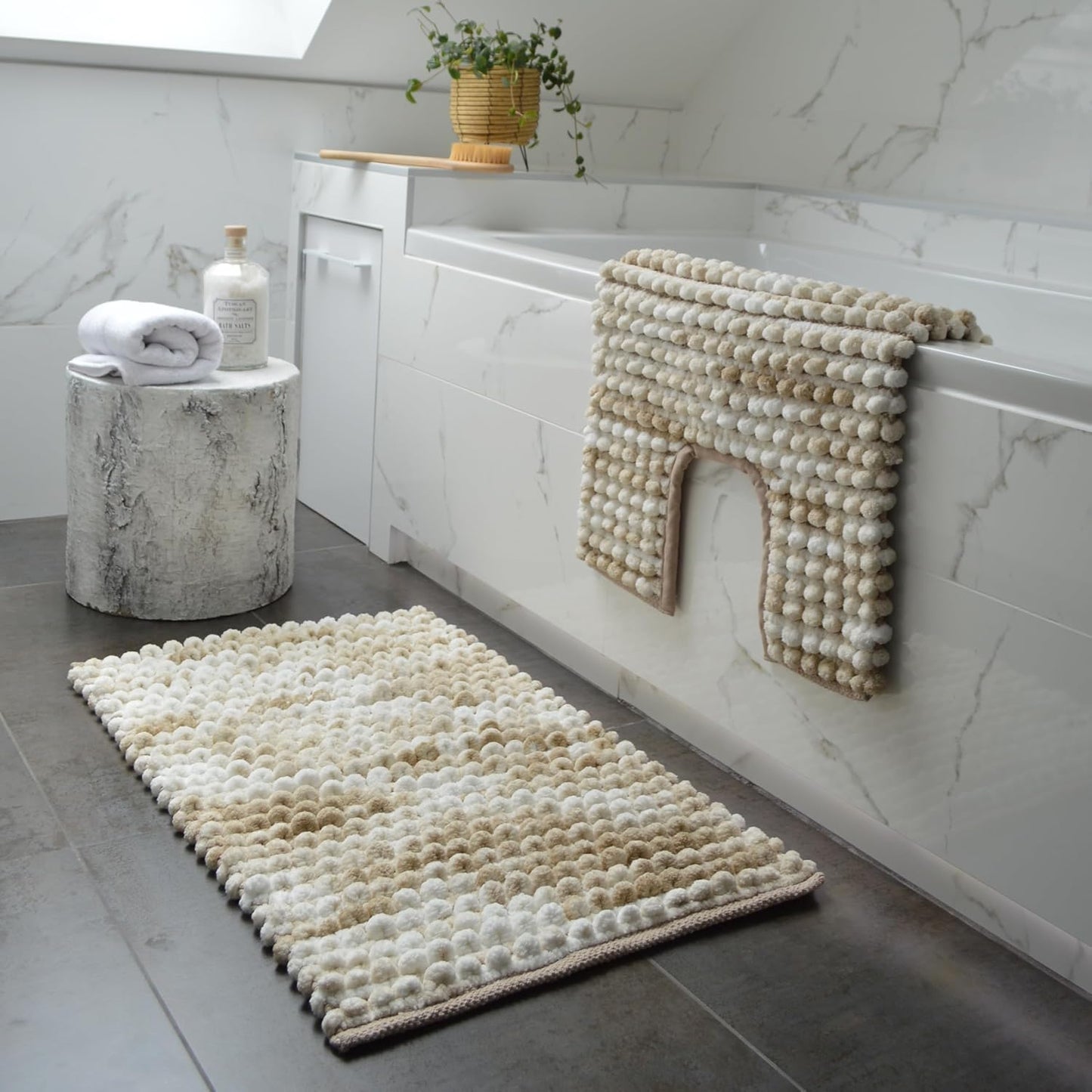 Monaco Marl Bath, Pedestal Shower Mat in Natural Shades