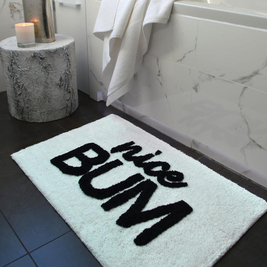 NICE BUM Bath Mat in White & Black