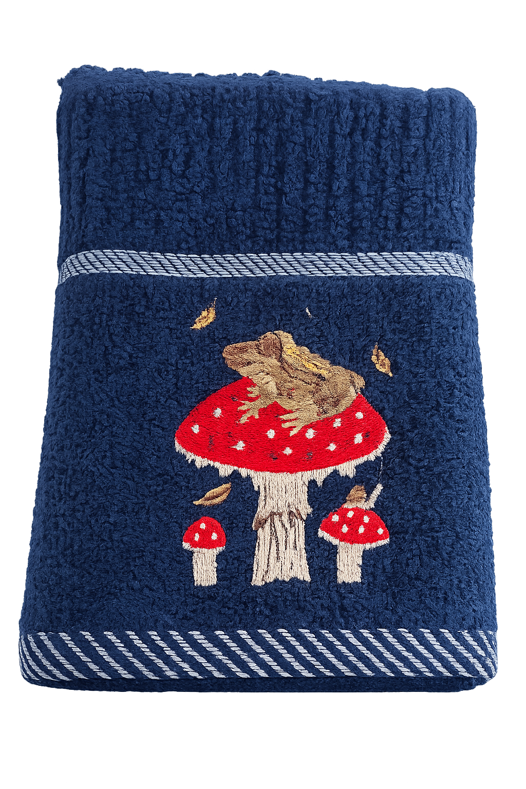 Mr Toad Mushroom Tea Kitchen Towel Navy Blue