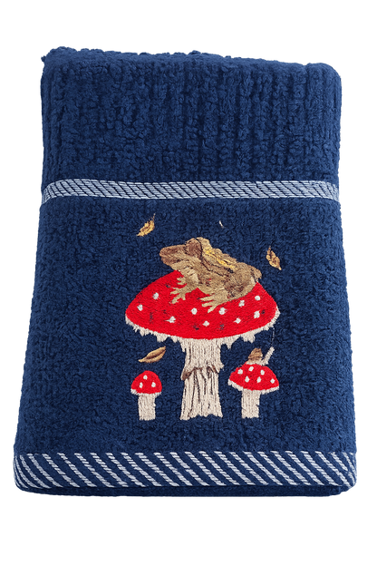 Mr Toad Mushroom Tea Kitchen Towel Navy Blue