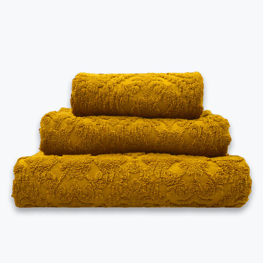 Country Style Jacquard Design Bath Towels in Tumeric