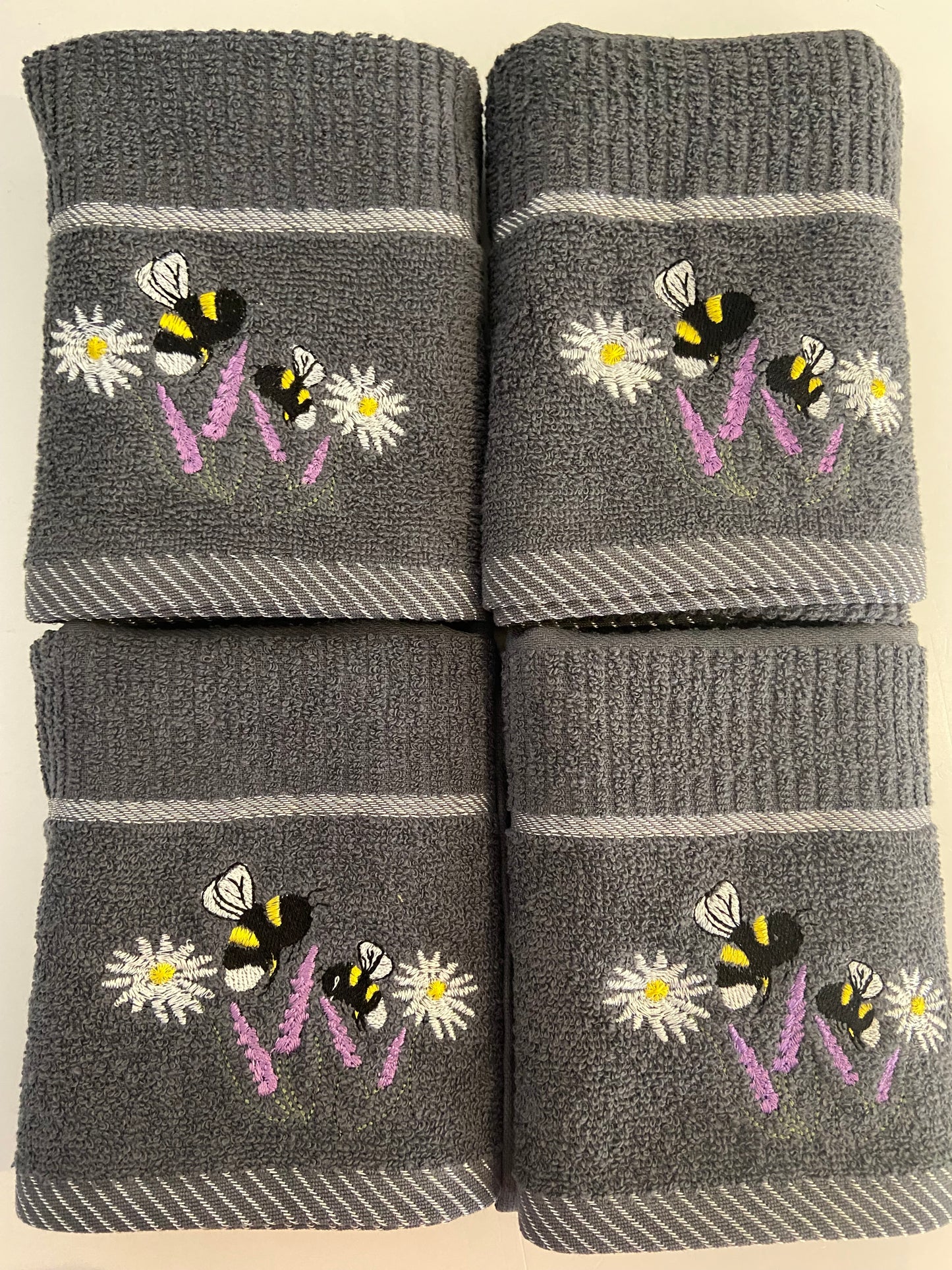 Bees in the Meadow Kitchen Towel in Grey