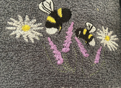 Bees in the Meadow Kitchen Towel in Grey