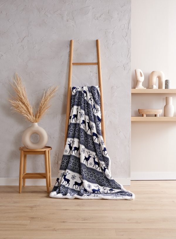 Nordic Design Sherpa Reverse Throw Navy Blue